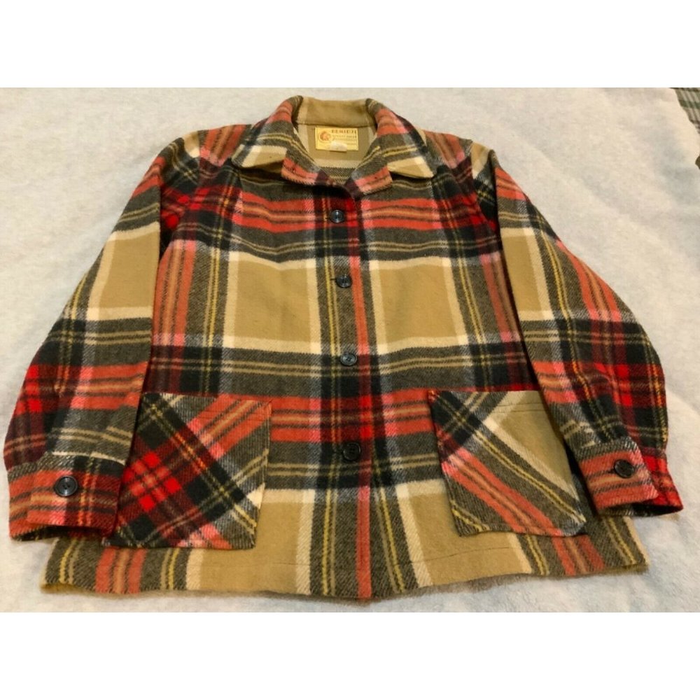 BEMIDJI WOOLEN MILLS 100% Wool PLAID JACKET  SIZE MED 38 VTG